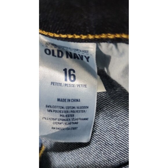 Old Navy the Sweet Heart Womens Blue Denim Jeans Mid Rise Dark Wash Size 16P NWT - Picture 7 of 10